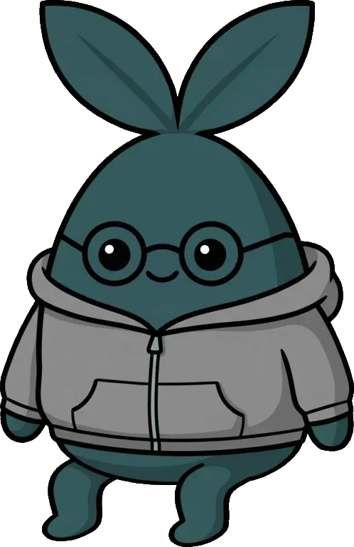 Sprout in a hoodie with glasses
