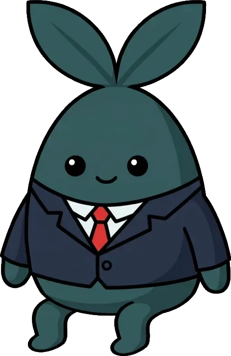 Sprout in a navy suit and red tie