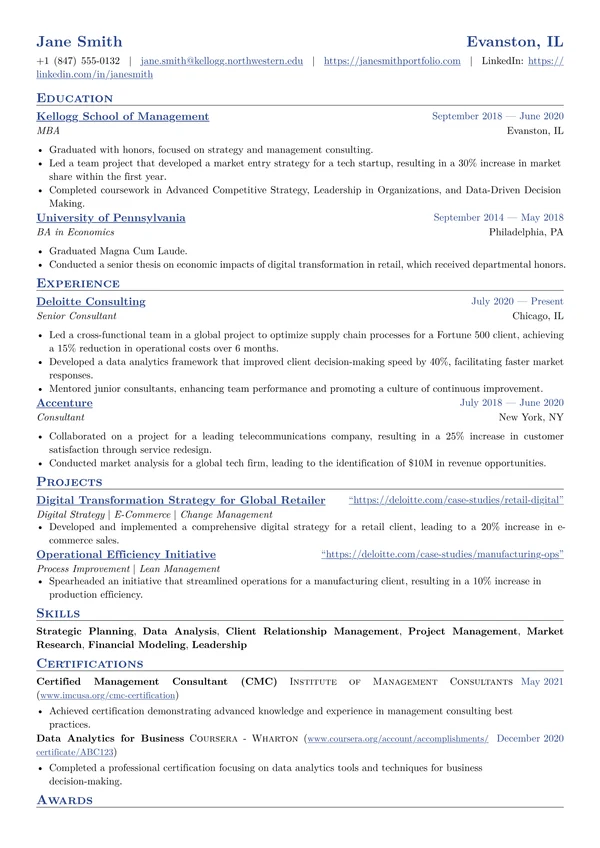 Classic resume template - traditional professional CV format